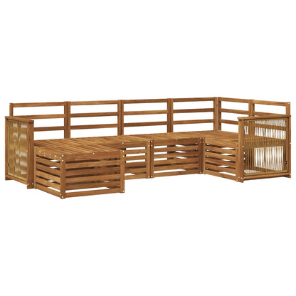 Sectional Sofa Set 5 pcs Natural Solid Acacia Wood