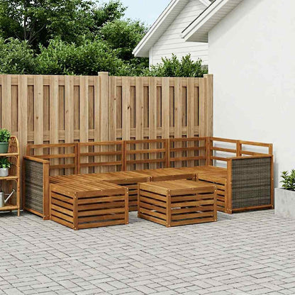 Outdoor Sofa Set 6 pcs Natural Solid Acacia Wood