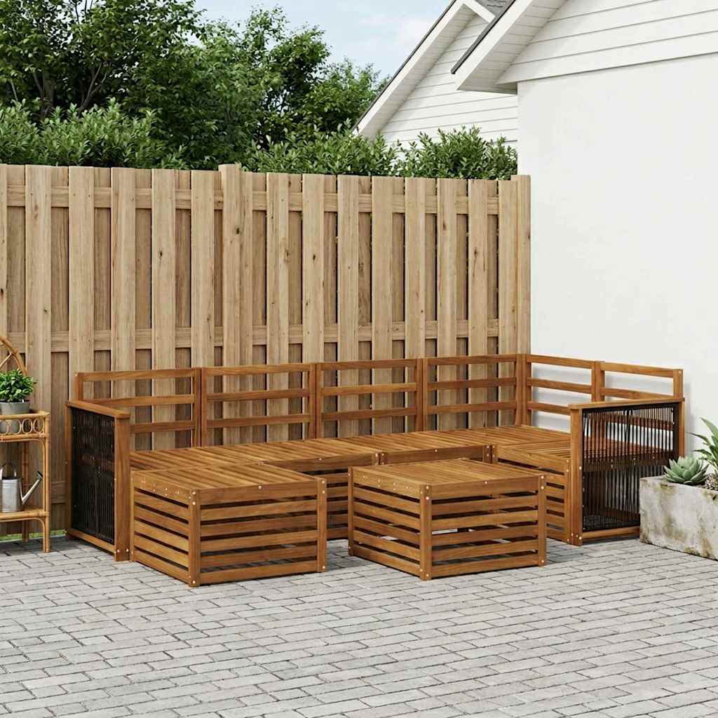 Outdoor Sofa Set 6 pcs Natural Solid Acacia Wood