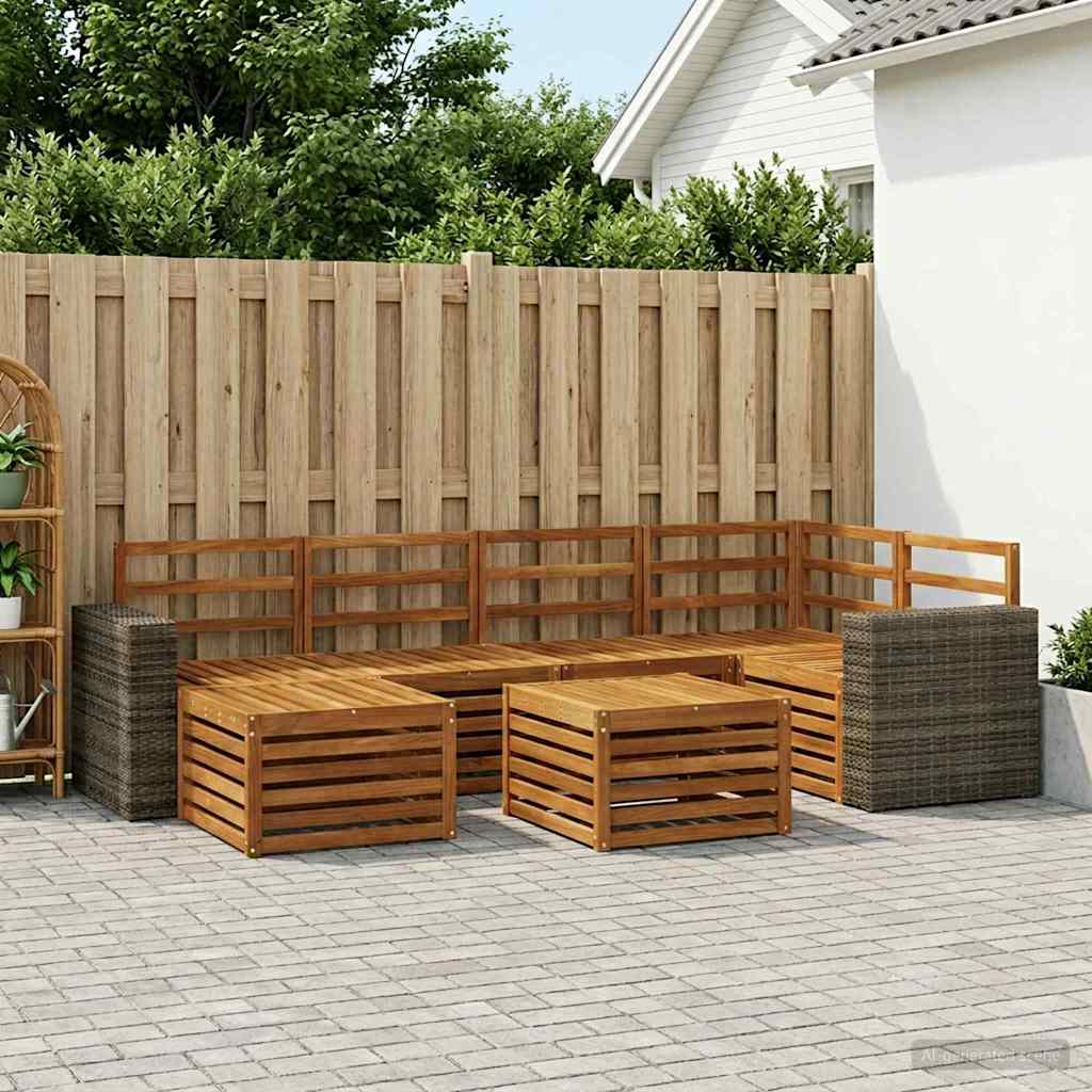 Outdoor Sofa Set 7 pcs Natural Polyester