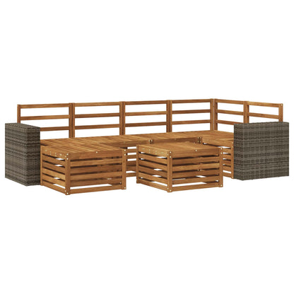 Sectional Sofa Set 6 pcs Natural Solid Acacia Wood