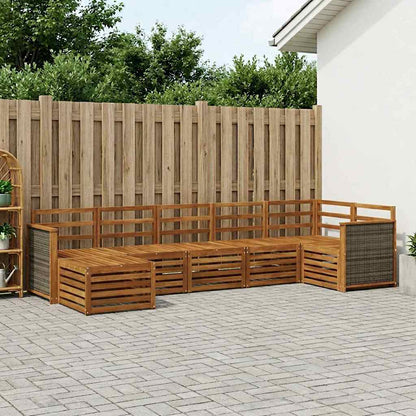 Outdoor Sofa Set 6 pcs Natural Solid Acacia Wood