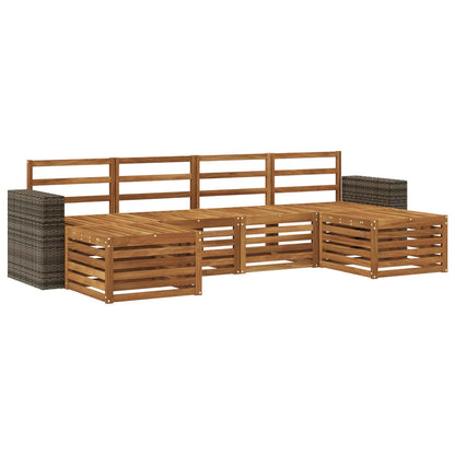 Sofa Sets 6 pcs Natural Solid Acacia Wood