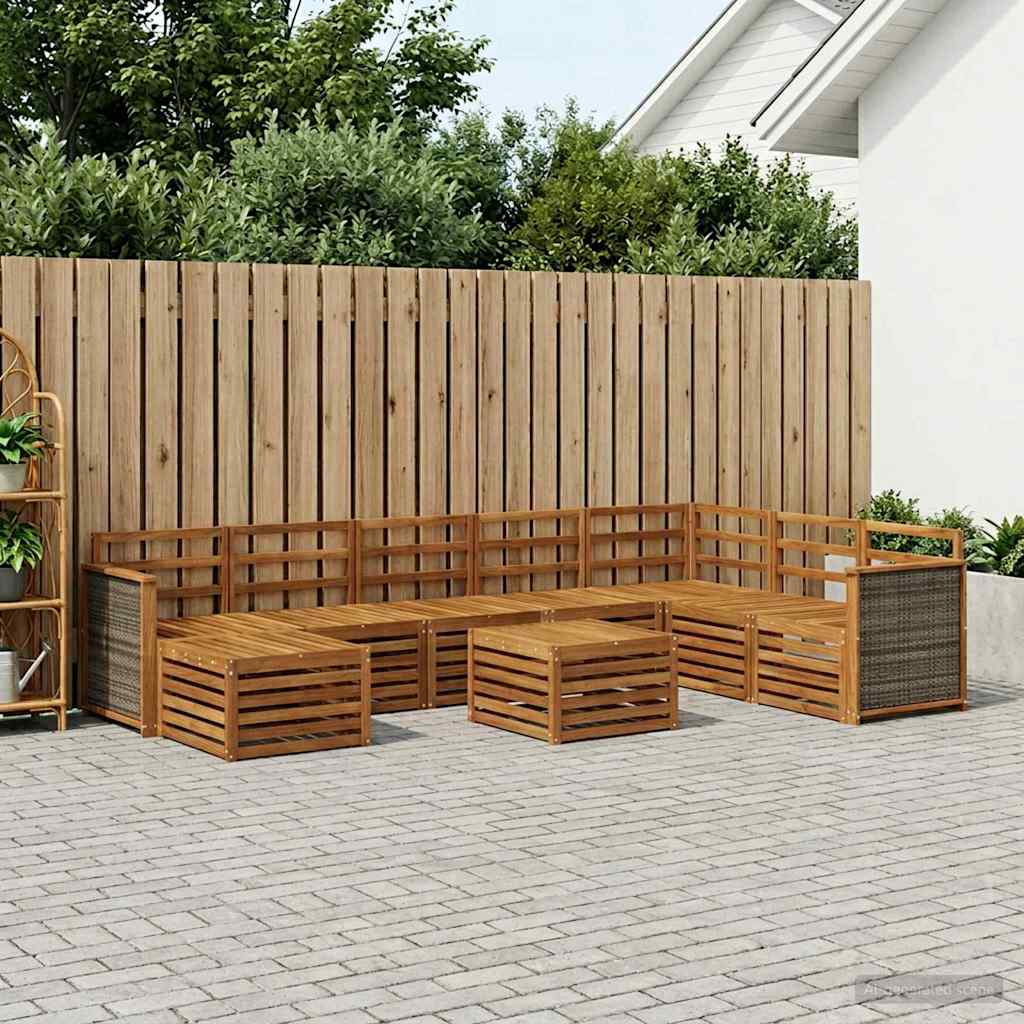 Outdoor Sofa Set 7 pcs Natural Solid Acacia Wood