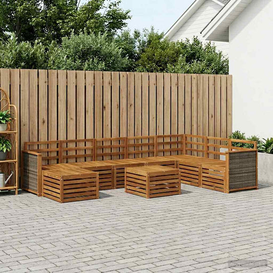 Outdoor Sofa Set 7 pcs Natural Solid Acacia Wood