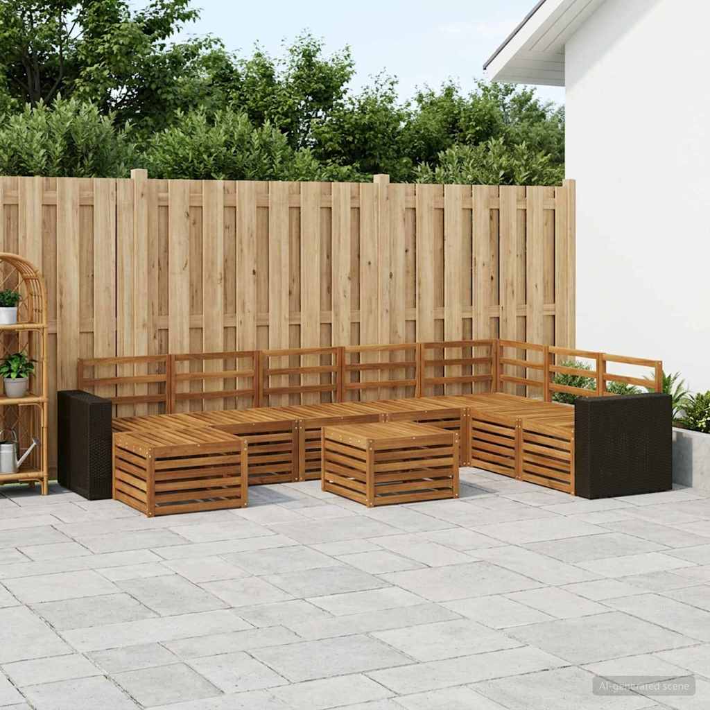 Outdoor Sofa Set 9 pcs Natural Solid Acacia Wood