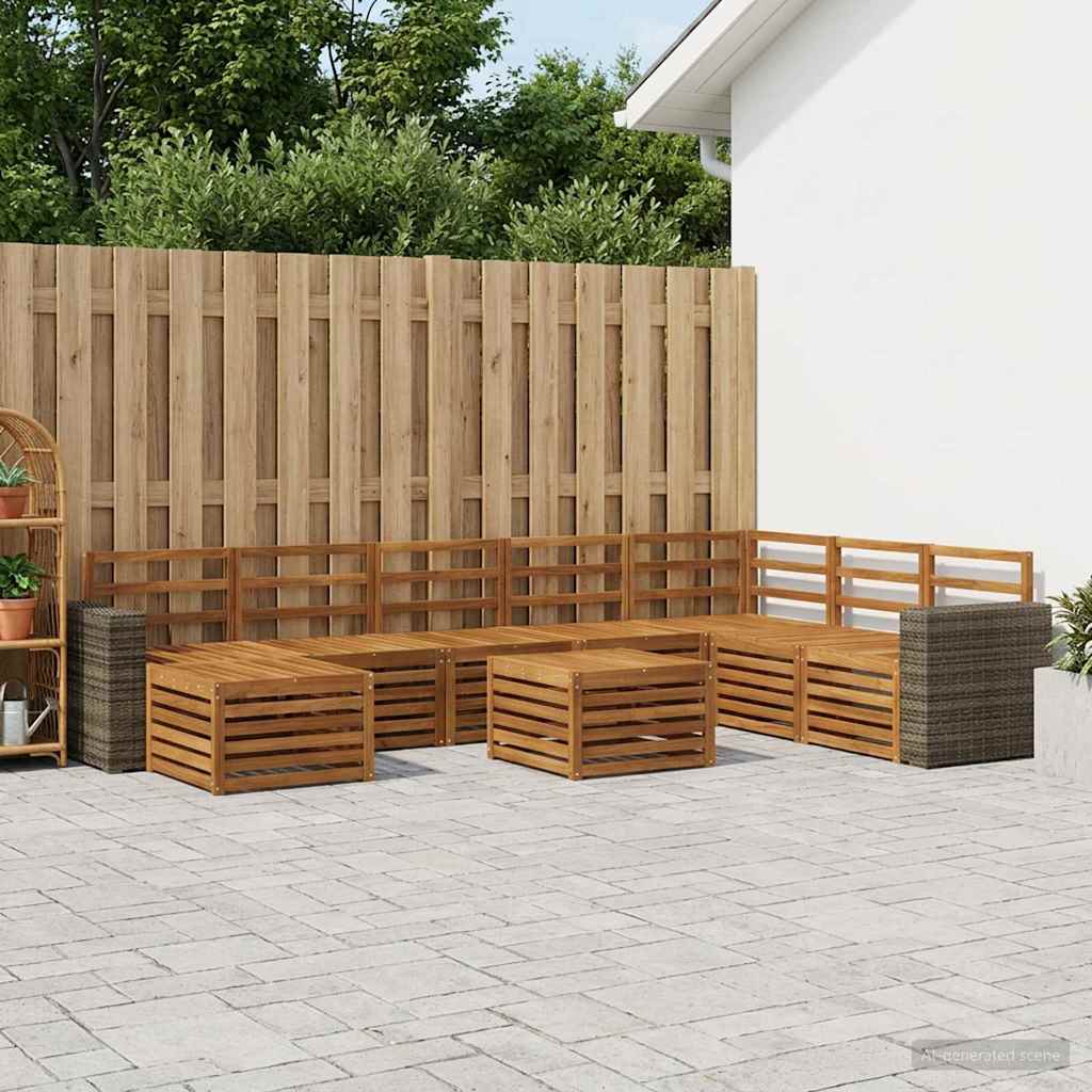 Outdoor Sofa Set 9 pcs Natural Solid Acacia Wood