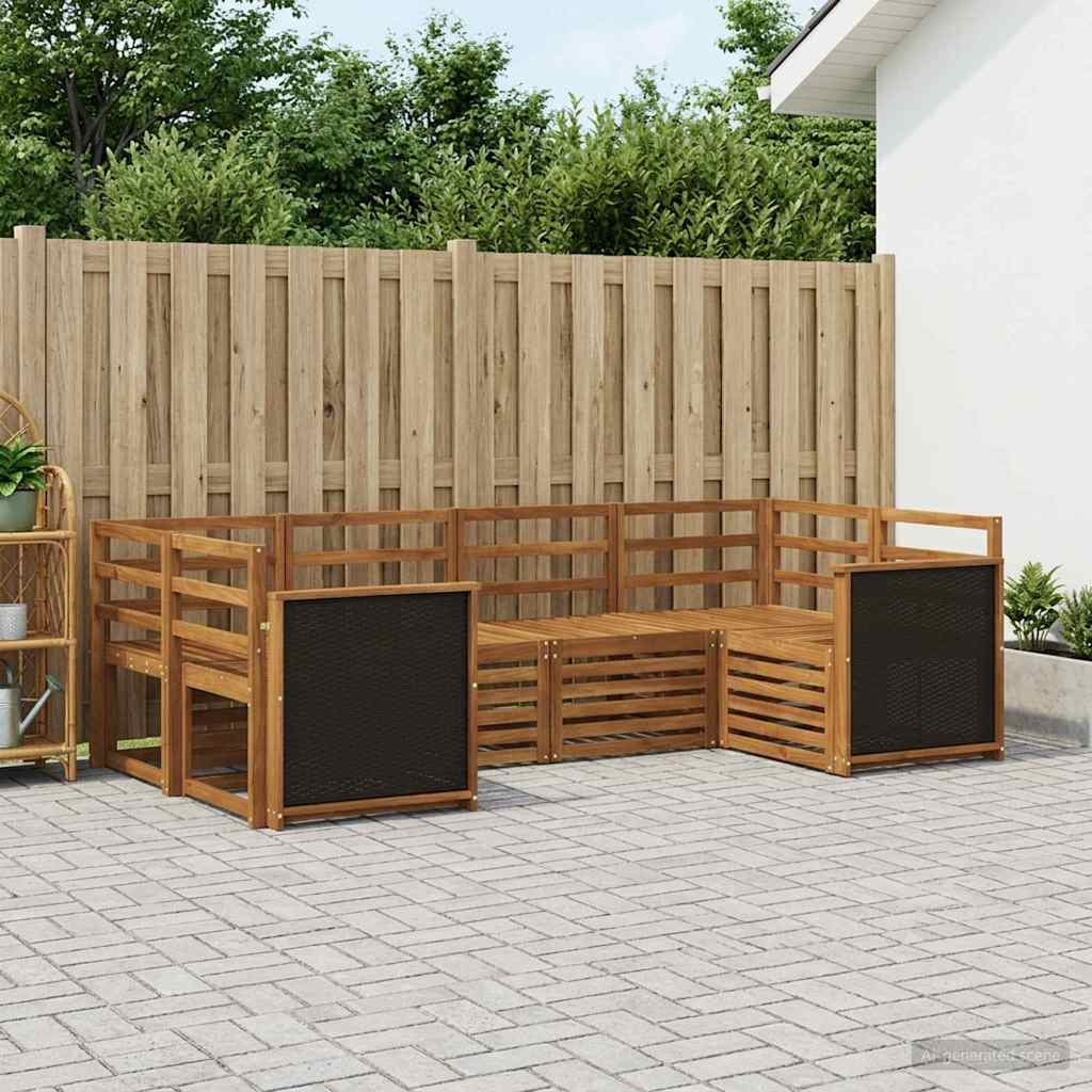 Outdoor Sofa Set 5 pcs Natural Solid Acacia Wood