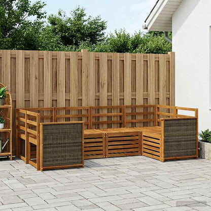 Outdoor Sofa Set 5 pcs Natural Solid Acacia Wood