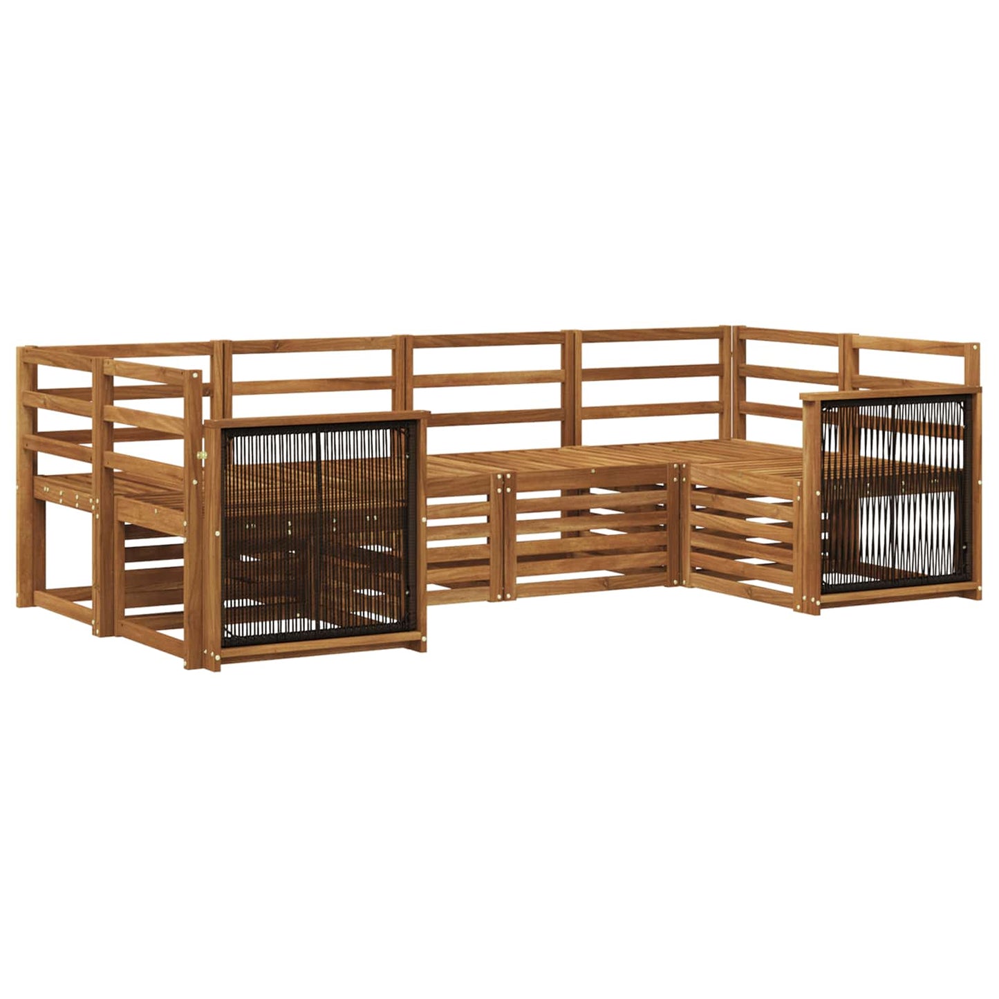 Sectional Sofa Set 5 pcs Natural Solid Acacia Wood