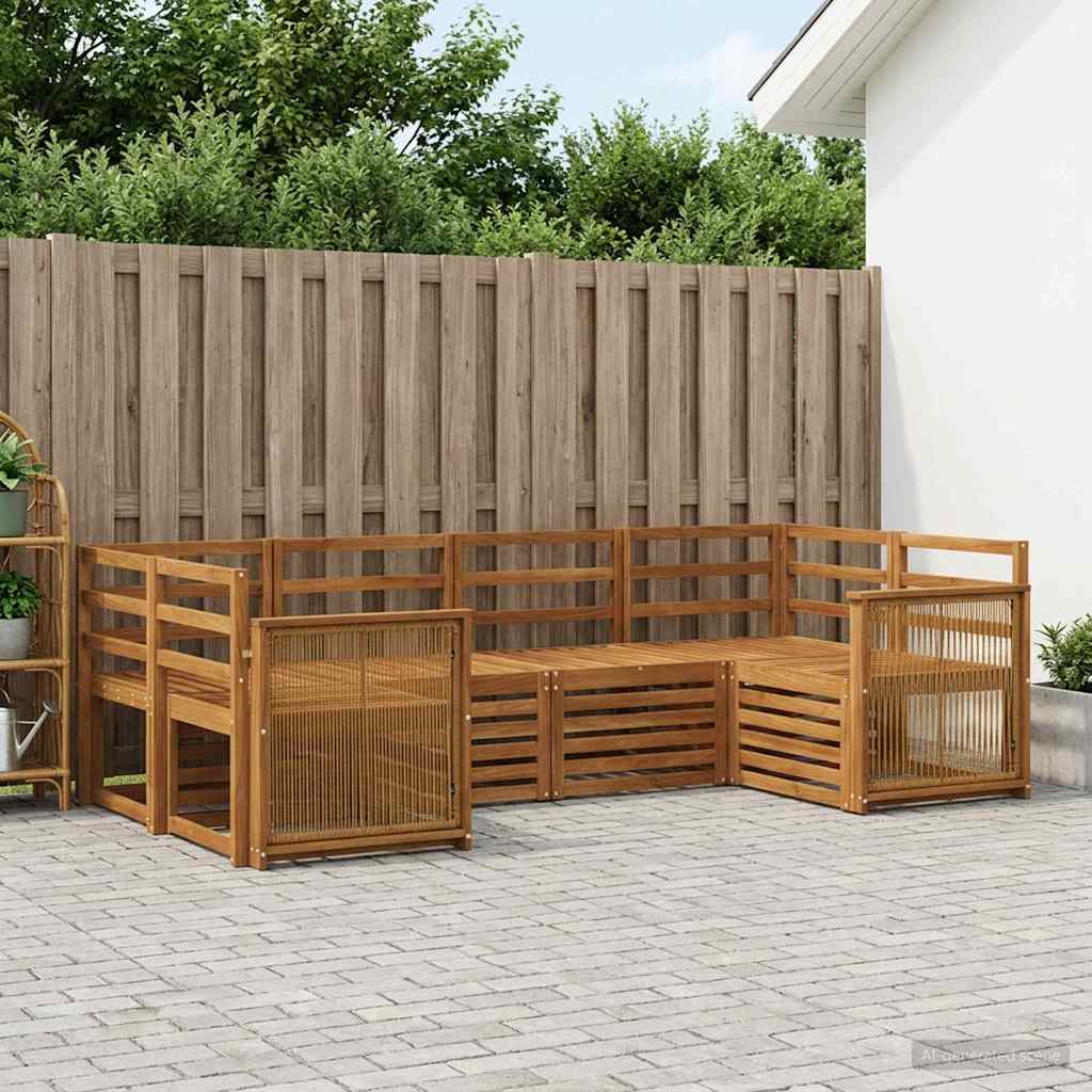 Outdoor Sofa Set 5 pcs Natural Solid Acacia Wood