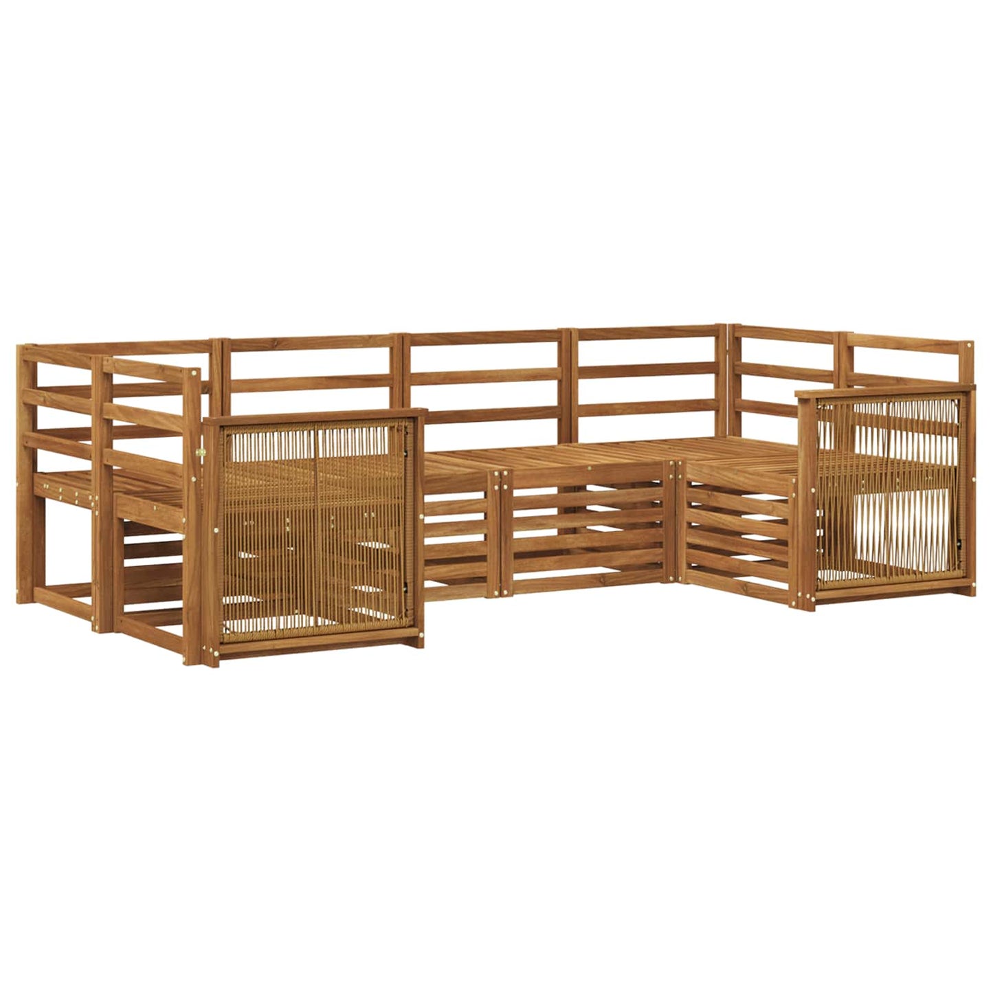 Sectional Sofa Set 5 pcs Natural Solid Acacia Wood
