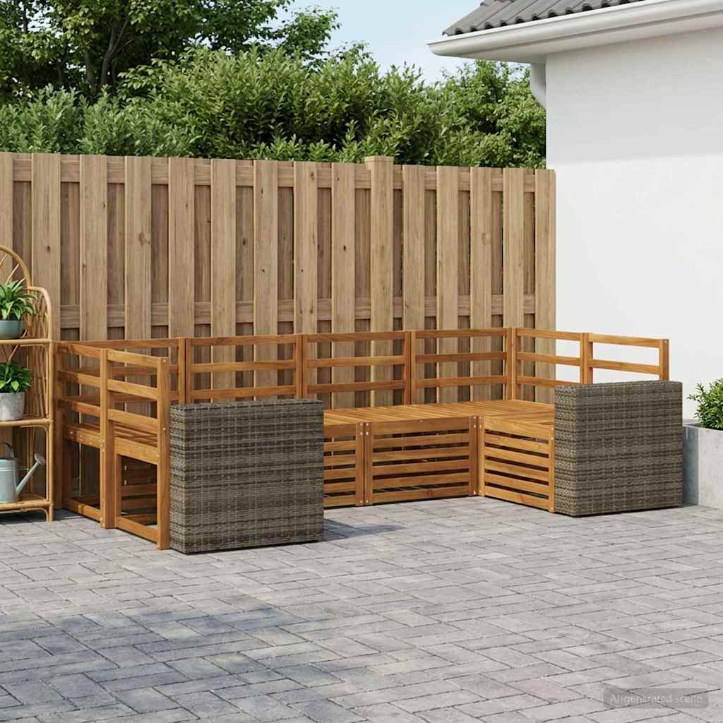 Outdoor Sofa Set 6 pcs Natural Solid Acacia Wood