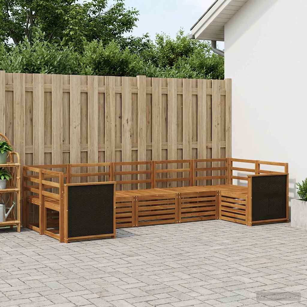 Outdoor Sofa Set 6 pcs Natural Solid Acacia Wood
