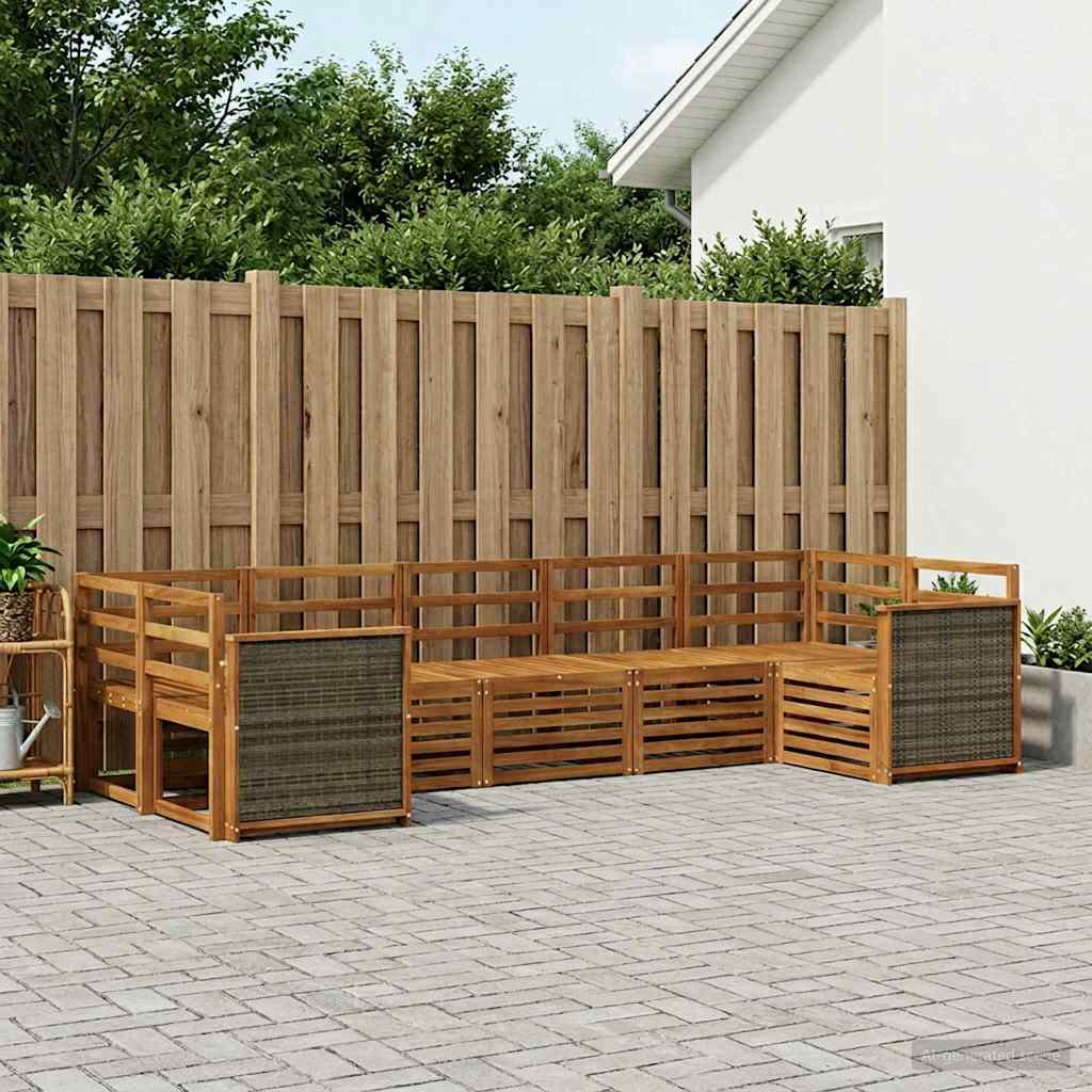 Outdoor Sofa Set 6 pcs Natural Solid Acacia Wood