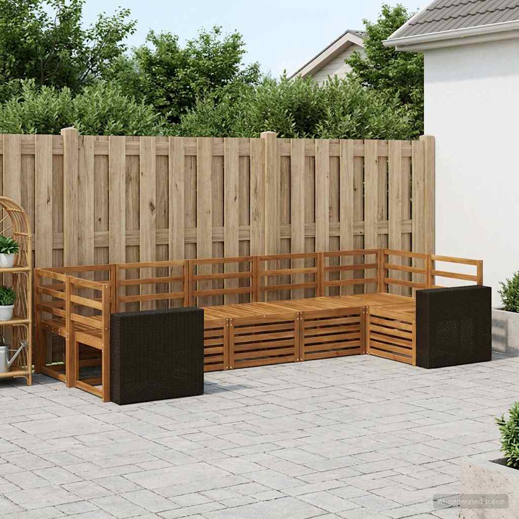 Outdoor Sofa Set 7 pcs Natural Solid Acacia Wood