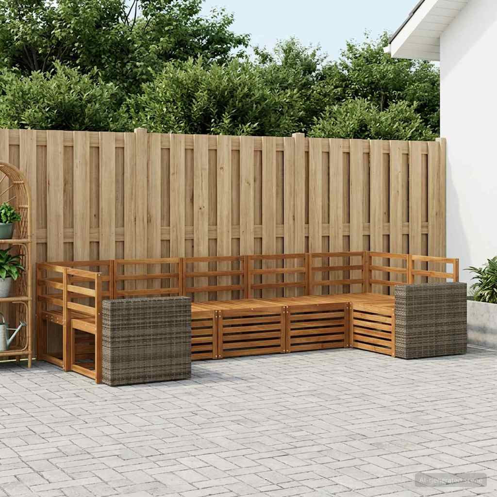 Outdoor Sofa Set 7 pcs Natural Solid Acacia Wood
