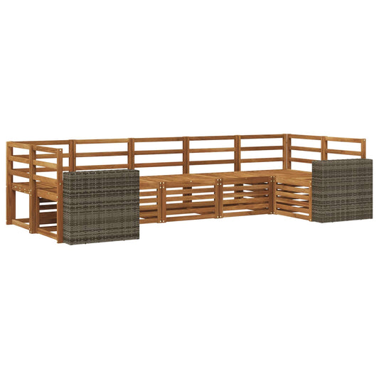 Outdoor Sofa Set 7 pcs Natural Solid Acacia Wood