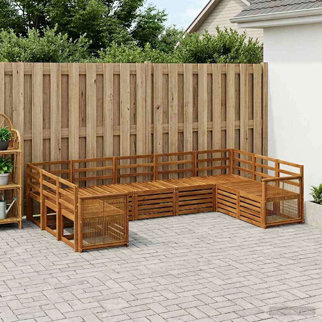Outdoor Sofa Set 7 pcs Natural Solid Acacia Wood