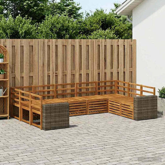 Outdoor Sofa Set 9 pcs Natural Solid Acacia Wood