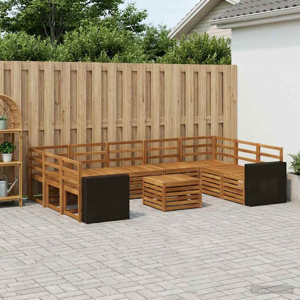 Sofa Sets 10 pcs Natural Solid Acacia Wood
