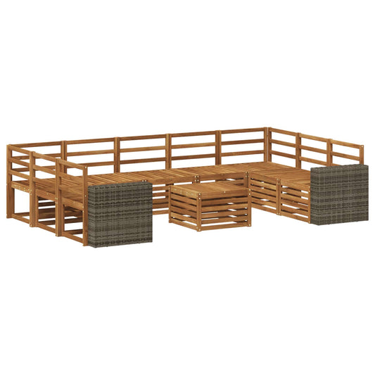 Outdoor Sofa Set 10 pcs Natural Solid Acacia Wood