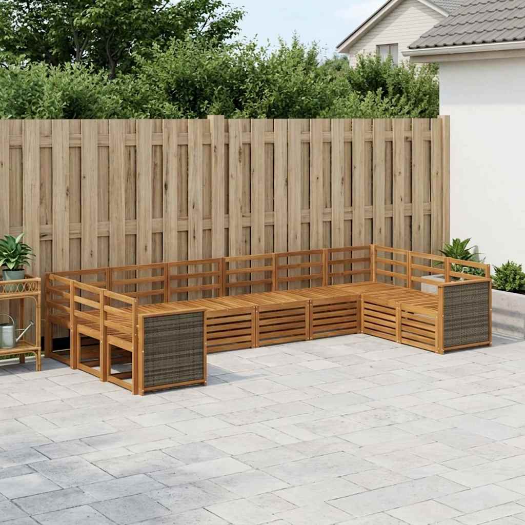 Outdoor Sofa Set 7 pcs Natural Solid Acacia Wood