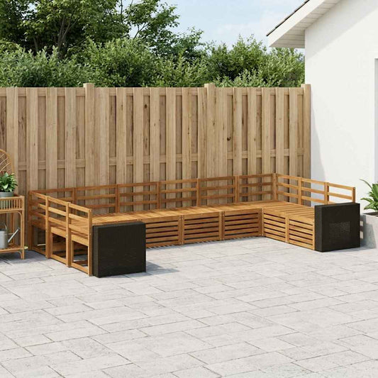 Outdoor Sofa Set 10 pcs Natural Solid Acacia Wood