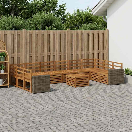 Outdoor Sofa Set 11 pcs Natural Solid Acacia Wood