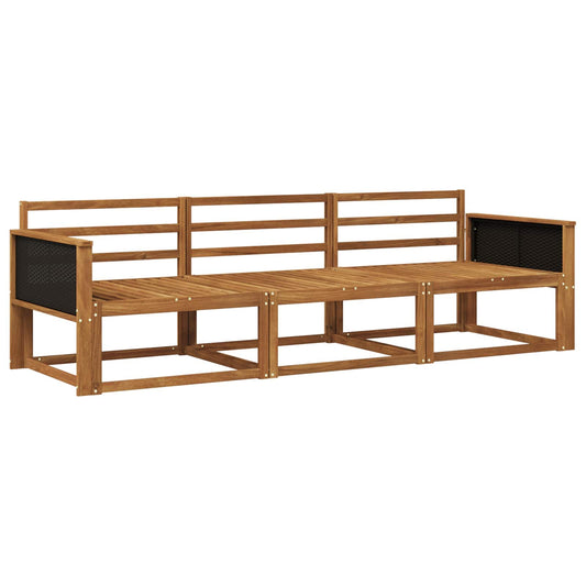 Outdoor Sofa Set 3 pcs Natural Solid Acacia Wood