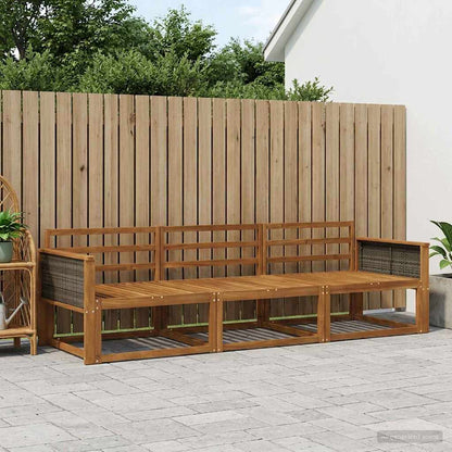 Outdoor Sofa Set 3 pcs Natural Solid Acacia Wood
