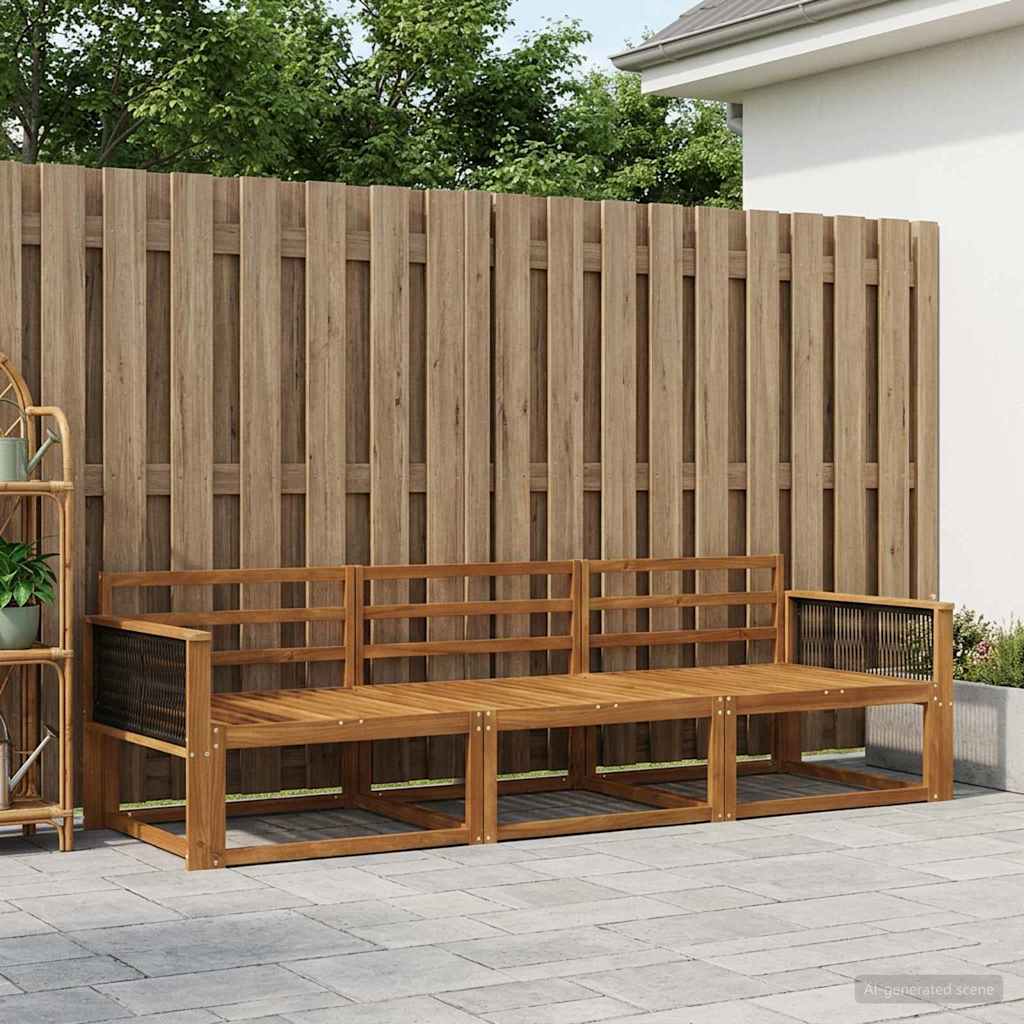 Outdoor Sofa Set 3 pcs Natural Solid Acacia Wood