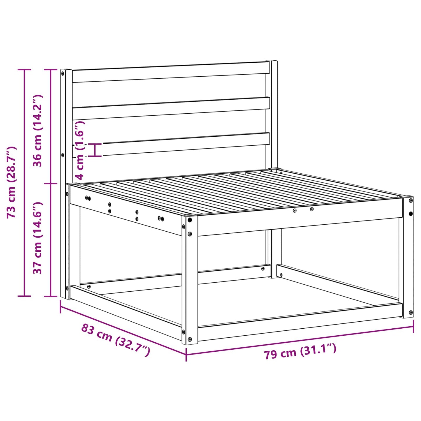 Outdoor Sofa Set 3 pcs Natural Solid Acacia Wood