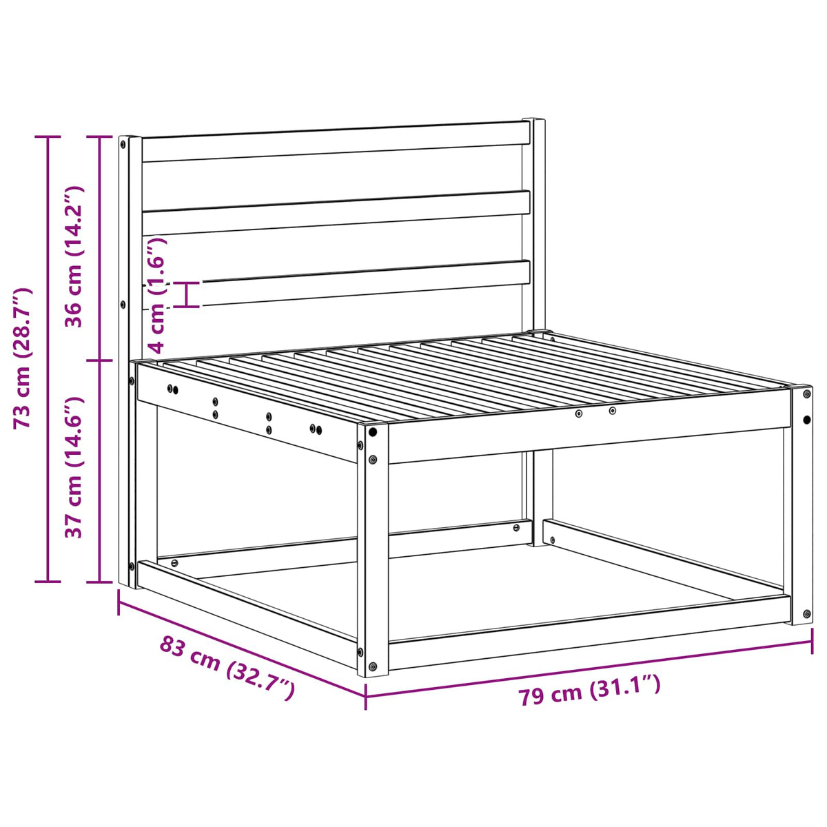 Outdoor Sofa Set 3 pcs Natural Solid Acacia Wood