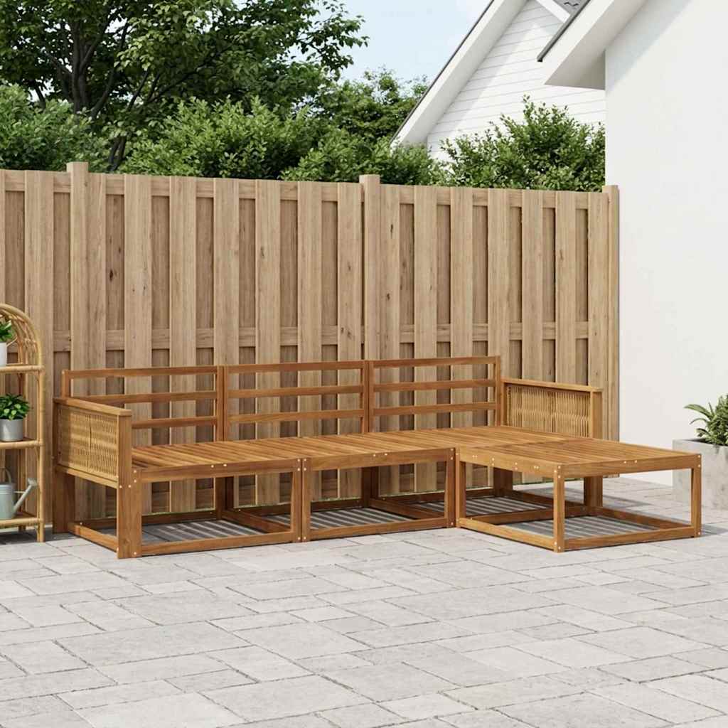 Outdoor Sofa Set 4 pcs Natural Solid Acacia Wood
