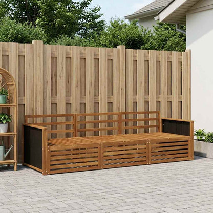Outdoor Sofa Set 3 pcs Natural Solid Acacia Wood