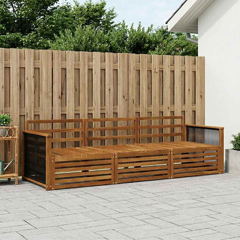 Outdoor Sofa Set 3 pcs Natural Solid Acacia Wood