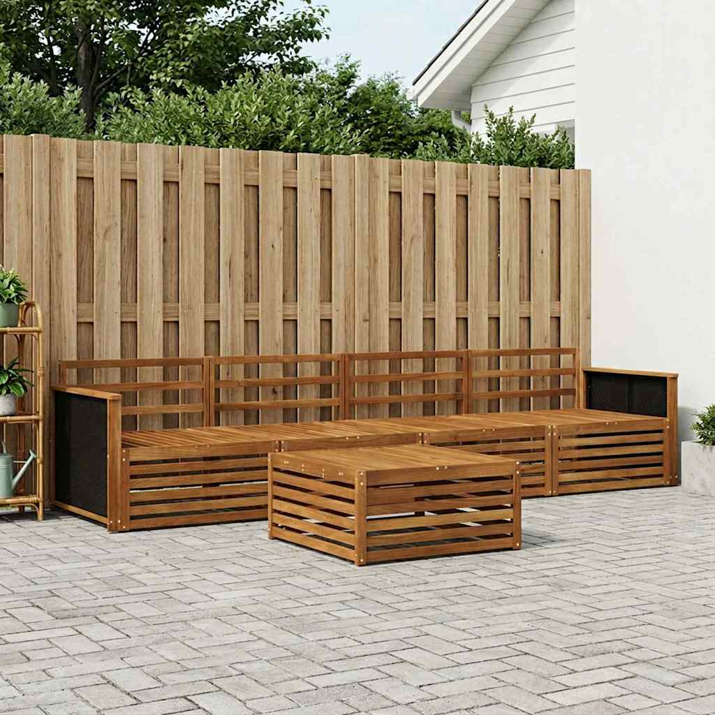 Outdoor Sofa Set 5 pcs Natural Solid Acacia Wood