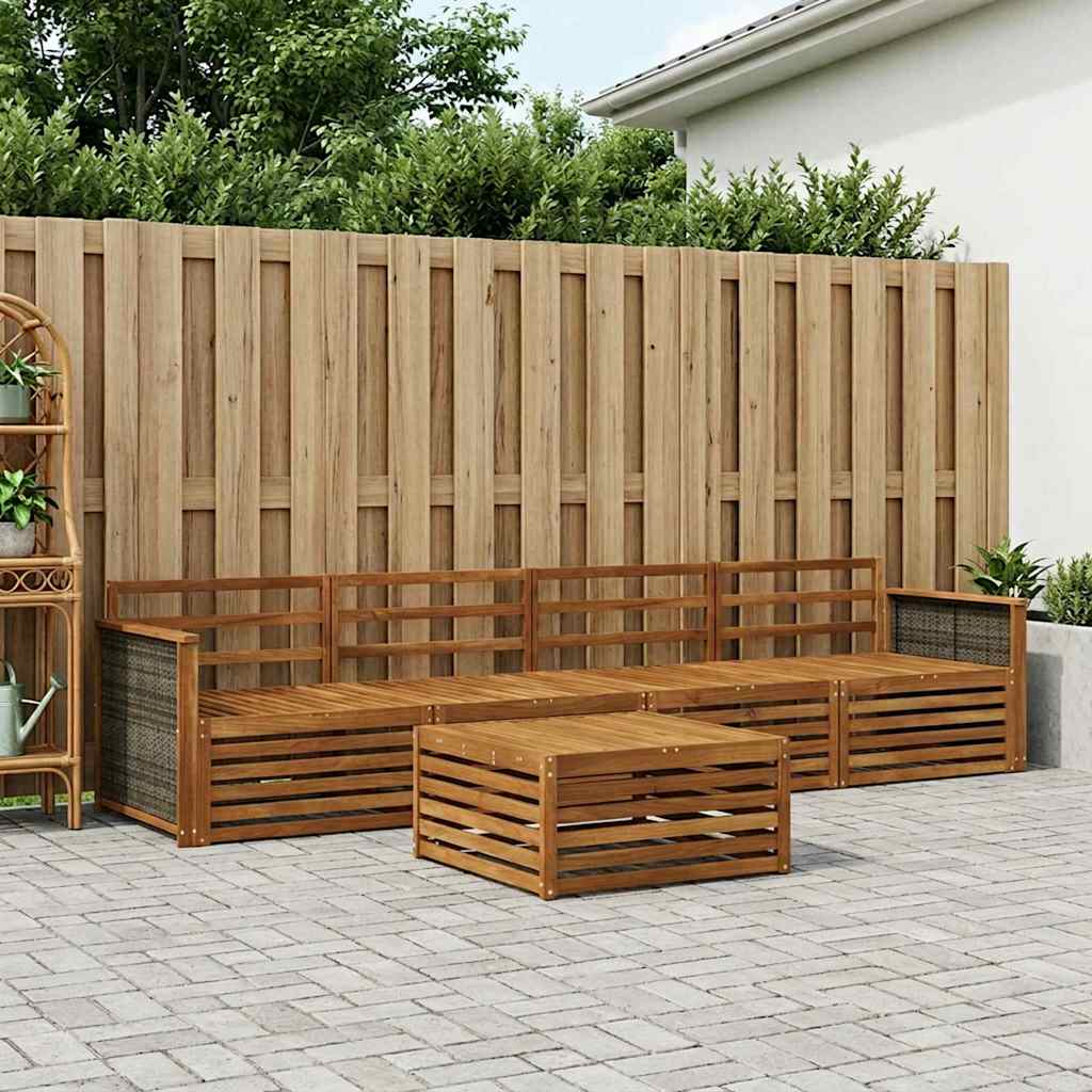 Outdoor Sofa Set 5 pcs Natural Solid Acacia Wood