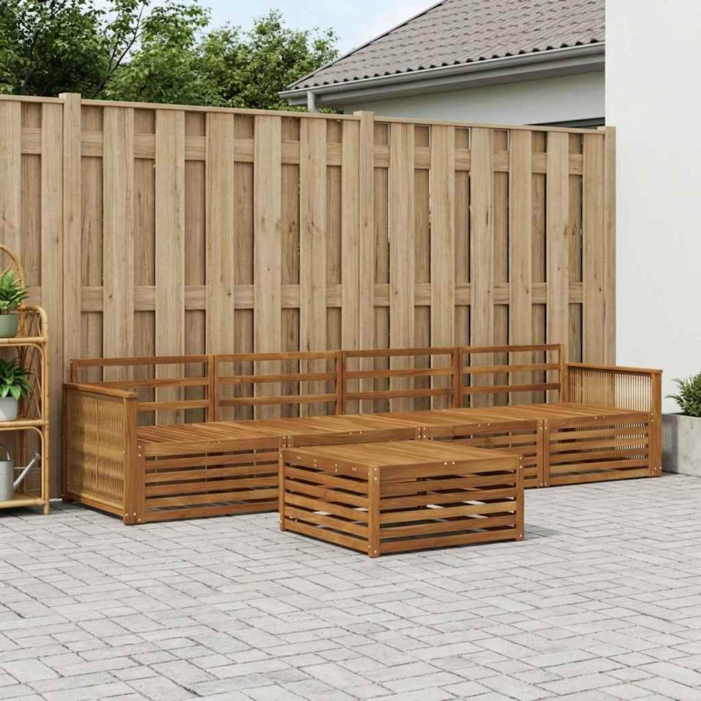 Outdoor Sofa Set 5 pcs Natural Solid Acacia Wood