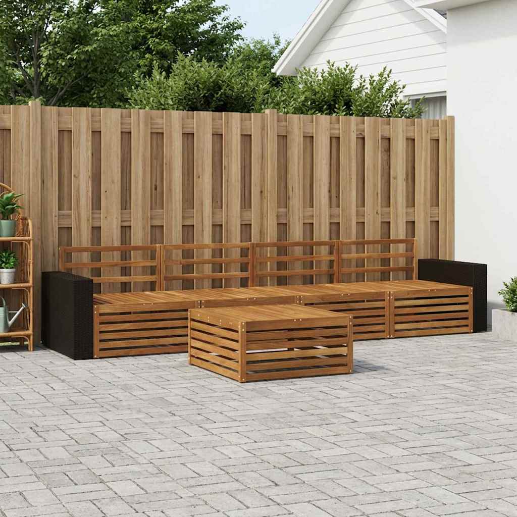 Outdoor Sofa Set 5 pcs Natural Solid Acacia Wood