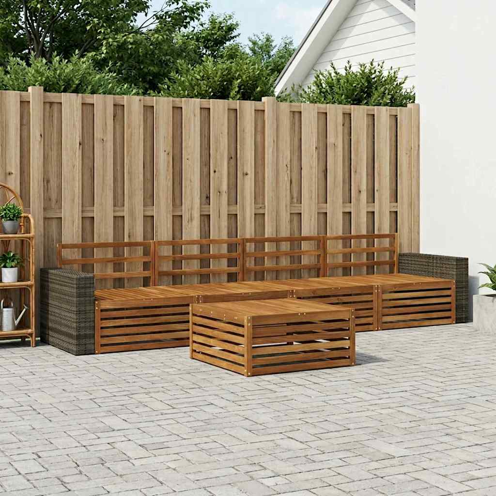 Outdoor Sofa Set 5 pcs Natural Solid Acacia Wood