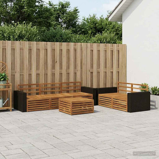 Outdoor Sofa Set 6 pcs Natural Solid Acacia Wood