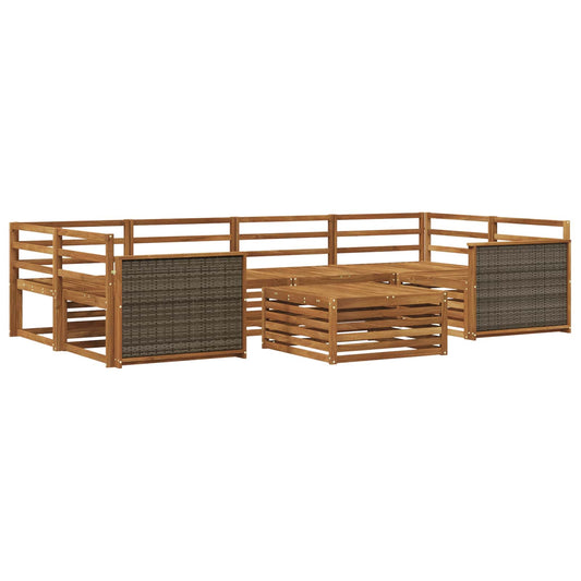 Outdoor Sofa Set 7 pcs Natural Solid Acacia Wood