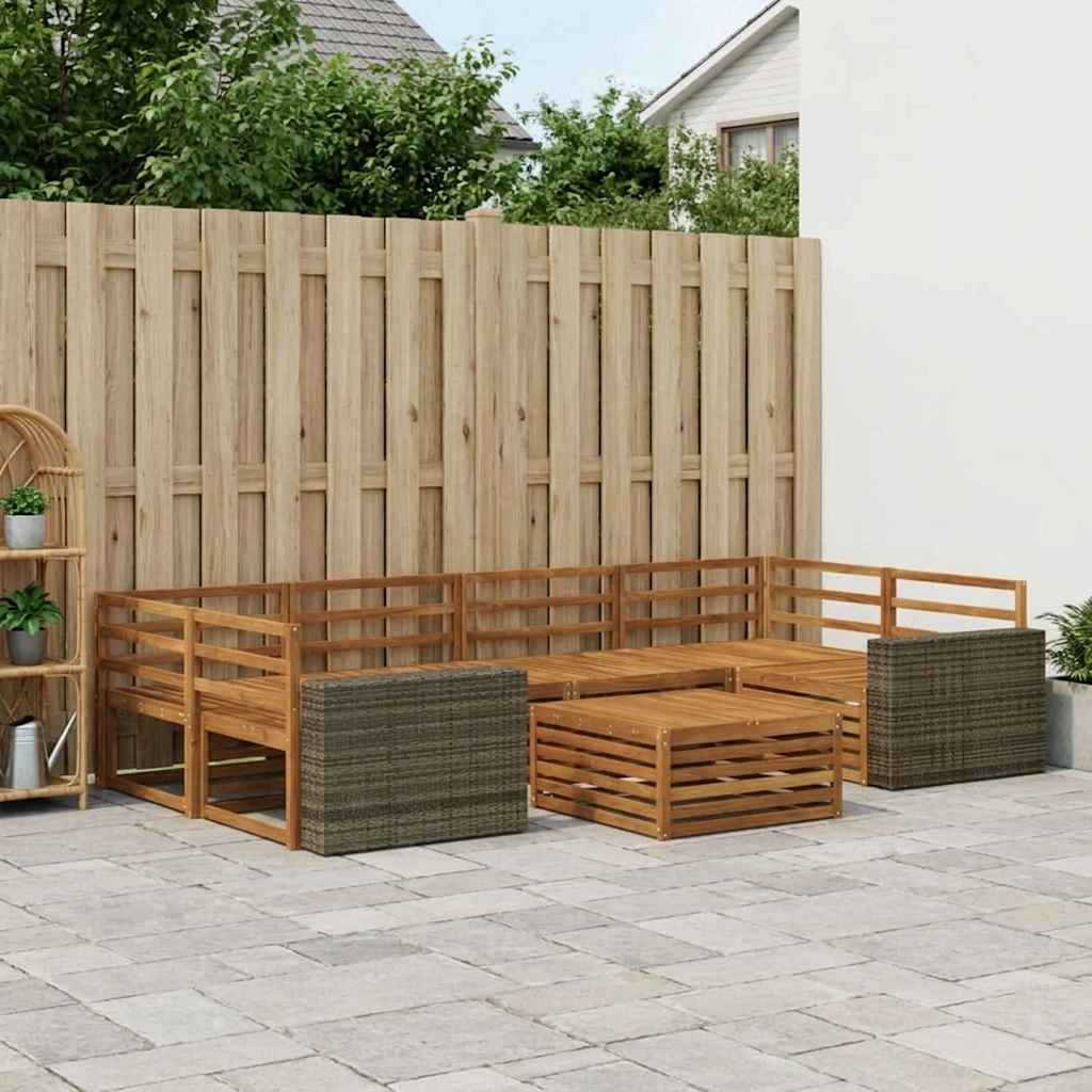 Outdoor Sofa Set 7 pcs Natural Solid Acacia Wood