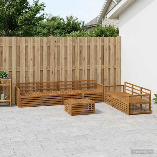 Outdoor Sofa Set 8 pcs Natural Solid Acacia Wood