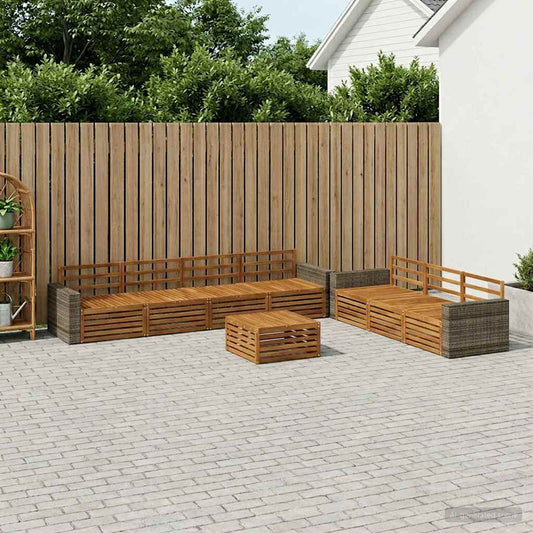 Outdoor Sofa Set 8 pcs Natural Solid Acacia Wood