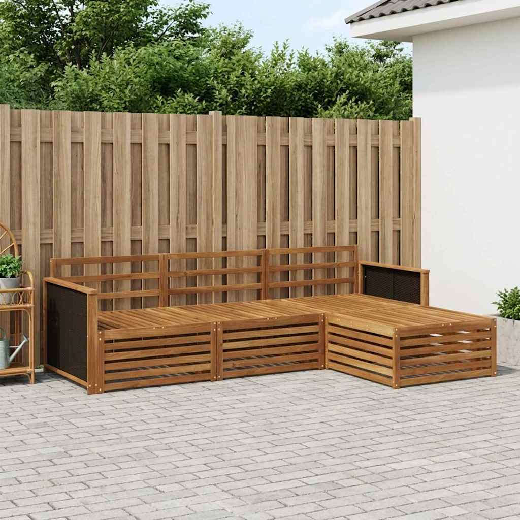 Outdoor Sofa Set 4 pcs Natural Solid Acacia Wood