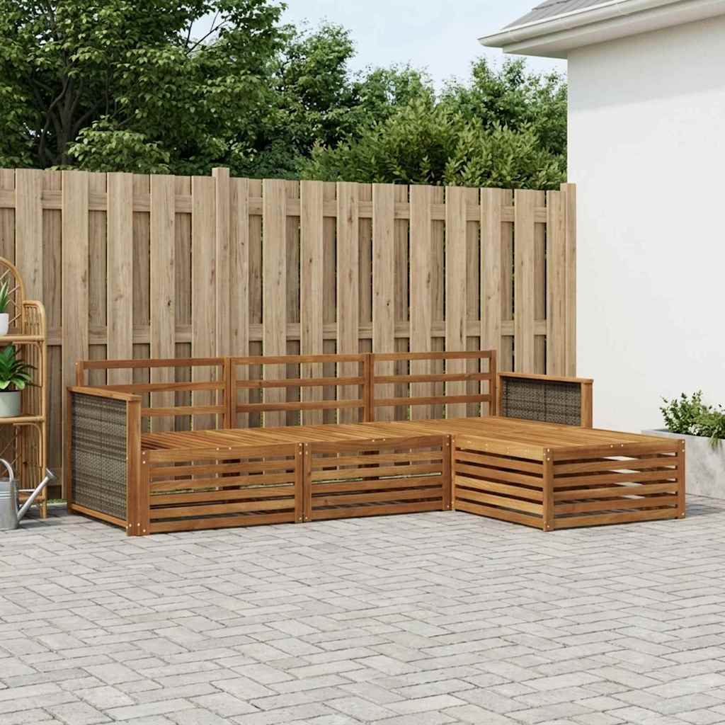 Outdoor Sofa Set 4 pcs Natural Solid Acacia Wood