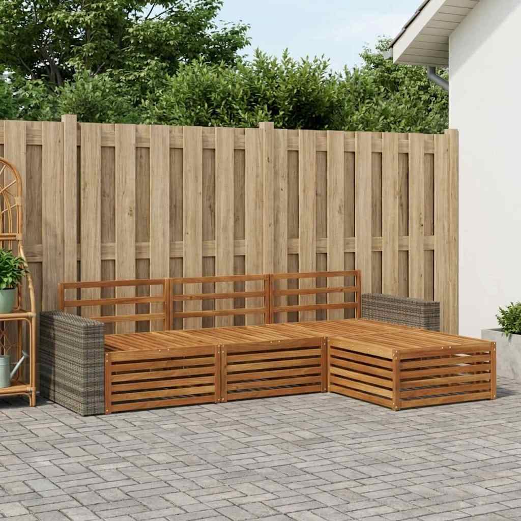 Outdoor Sofa Set 4 pcs Natural Solid Acacia Wood